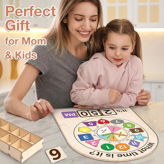 Interactive Learning Sorting Clock for Kids Telling Time Fraction Teaching for Toddler