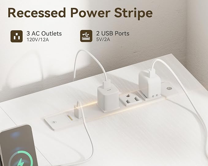 ODK 61'' L Shaped Desk with 4 Drawers, Reversible Corner Desk with Storage, Gaming Table with Power Outlets, USB Ports, PC Case Shelf, Computer Desk for Home Office, Study, Easy Assembly, White