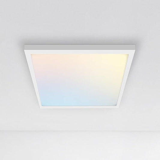 ASD LED 12" Square Flush Mount Ceiling Light Fixture, Low Profile Surface Lighting | 5CCT, Dimmable, Ultra-Thin, ETL Listed | 24W 1700LM 2700-6000K 120V | Kitchen, Bedroom, Hallway Lamp | White