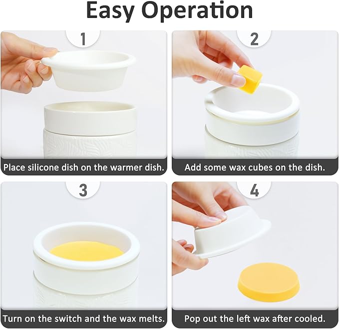 Candle Wax Melts Warmer Burner - Ceramic Essential Oil Burner Warmer with 1 pc Silicone Dish 3-in-1 Fragrance Melter for Scented Wax Tart Cube Aromatherapy Home Office Bedroom Decor Gifts