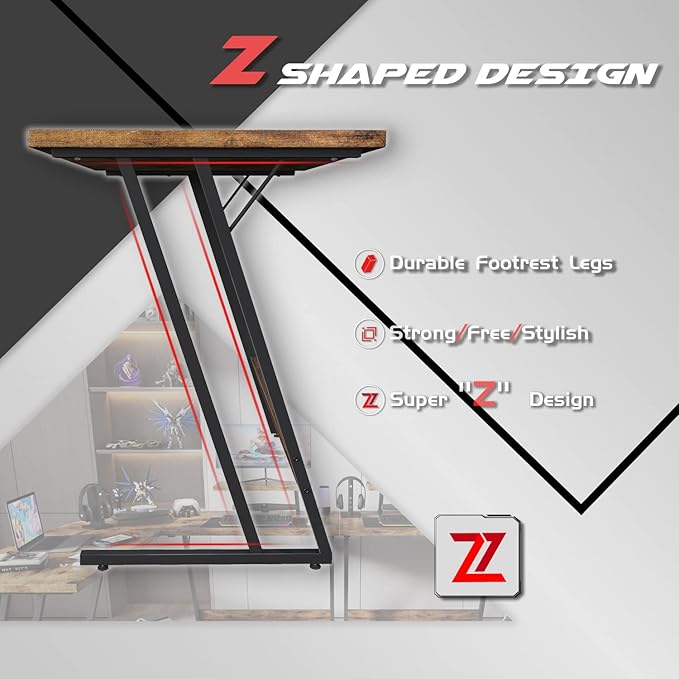 Homall L Shaped Gaming Desk Computer Corner Desk PC Gaming Desk Table with Large Monitor Riser Stand for Home Office Sturdy Writing Workstation (Classical Brown, 51 Inch)