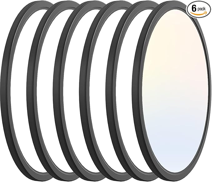 zemty 6Pack 12 Inch LED Flush Mount Ceiling Light, 28W 3200lm Black Thin Flat Surface Mount Lights, 3 Color Temperature in One 3000k/4500k/6000K Low Profile Lighting Fixture for Bathroom Kitchen