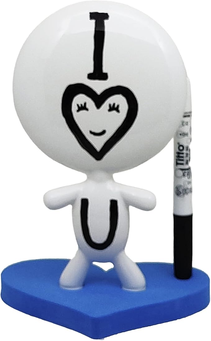 Coworker Gifts - TITTO in Love, Draw Your Ideas - Home Gift - Deco Your Desk - Ceramic Doll - Titto The Dry Erase Message & Memo Doll Whiteboard - Blue Office (Blue)