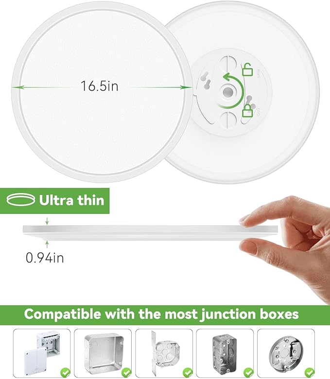 zemty 4Pack 16.5 Inch LED Ceiling Light Flush Mount, 36W 4200lm Super Slim Flush Mount Ceiling Light Fixtures, 3000K/4500K/6000K Selectable Ceiling Lamp for Bedroom Kitchen Living Room (White)