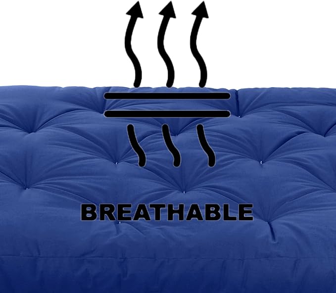 Mozaic Full Size 8-Inch Cotton Twill Gel Dual Memory Foam Futon Mattress, Blue