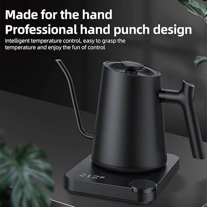 1200W Electric Gooseneck Kettle, 0.9L Temperature Control Stainless Steel Inner, Quick Heating Electric Kettles for Pour Over Coffee, Brew Tea, Boil Hot Water with Dry Burn (US Plug)