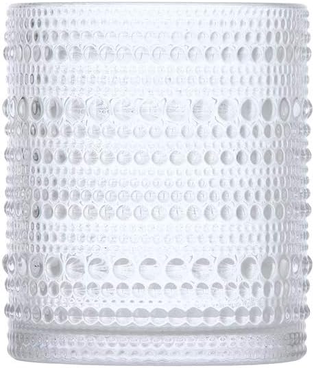 Fortessa Jupiter Beaded Hobnail Glass, 10 Ounce Double Old Fashioned (Set of 6), Clear