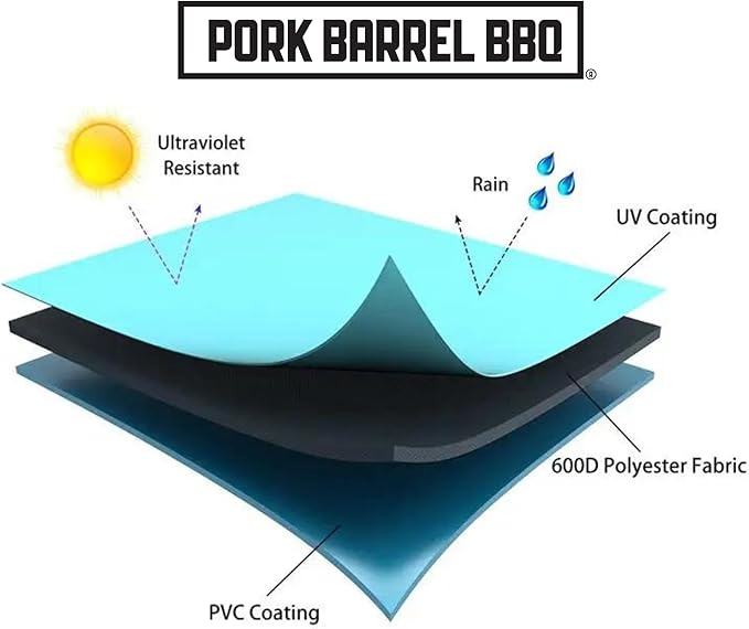 Pork Barrel Gas Grill Cover for Outdoor Grill, Grilling Gifts for Men – Heavy Duty Weber Gas Grill Cover I Waterproof I Weather UV Resistant, Black (58" L x 24" W x 48" H)