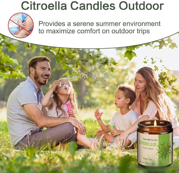 6 Pack Citronella Candles Outdoor, 42.6 Oz 300 Hours Burn Scented Citronella Candles, Citronellas Candle Set with Fresh Citronellas Oil and Natural Soy Wax for Camping, Garden, Patio, Yard, Balcony