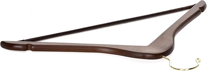 Quality Wooden Hangers - Slightly Curved Hanger 10 Pack Sets - Solid Wood Coat Hangers with Stylish Chrome Hooks - Heavy-Duty Clothes, Jacket, Shirt, Pants, Suit Hangers (Walnut/Retro, 10)