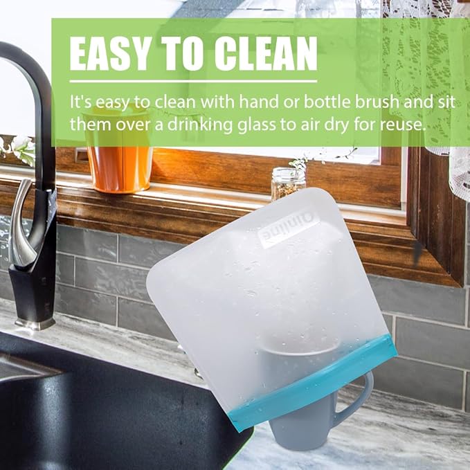 Reusable Storage Bags - 10 Pack BPA FREE Freezer Bags(2 Reusable Gallon Bags + 4 Leakproof Reusable Sandwich Bags + 4 THICK Reusable Snack Bags) Ziplock Lunch Bags for Food Marinate Meat Fruit Cereal