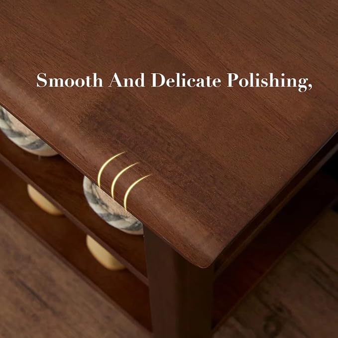 Shoe Bench with Storage for Entryway, 48", Shoe Rack Bench with 3-Tier Organizer Shelf for Hallway, Bedroom, Living Room, Solid Wood, Holds Up to 550Lbs, Dark Brown