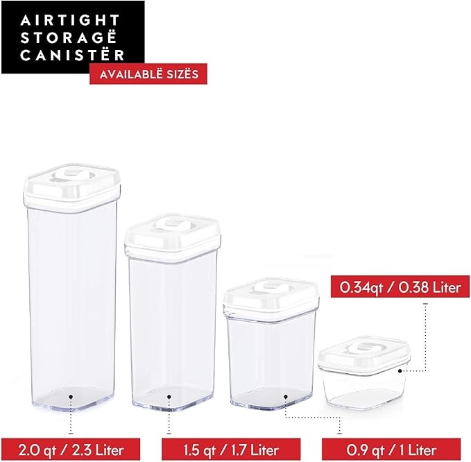 DWËLLZA KITCHEN Airtight Food Storage Containers with Lids - 5 Piece Set - Kitchen Accessories - Pantry Organization and Storage Containers for Food - Clear BPA-Free - Keeps Food Fresh & Dry