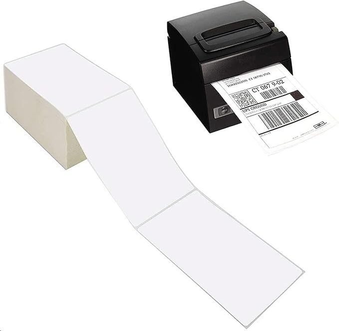 9527 Product Fanfold 4 x 6 Direct Thermal Labels White Perforated Shipping Labels,1000 Label per Stack,4 Stacks Total 4000 Label