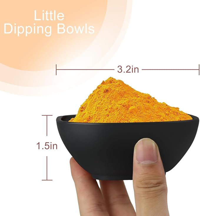 6 pack wheat straw dipping bowls 5oz,alternative plastic soy sauce dishes,unbreakable small dessert bowls microwave and dishwasher safe for snack,sushi,condiment (Black Series)