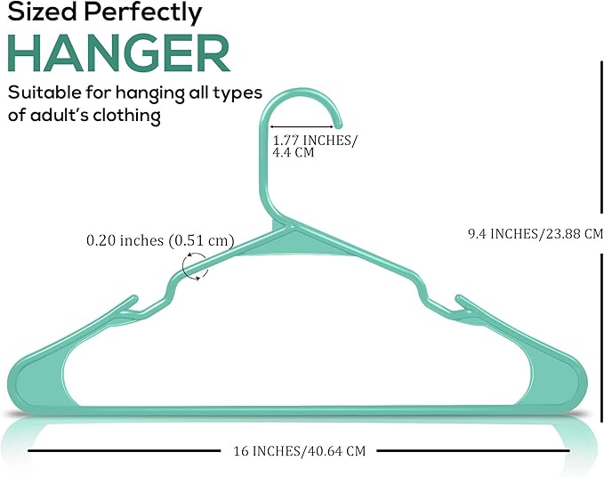 Utopia Home Plastic Hangers 50 Pack - Perfect Space Saving Clothes Hanger - Durable and Strong - Perfect Closet Organizers with Shoulder Grooves (Aqua)