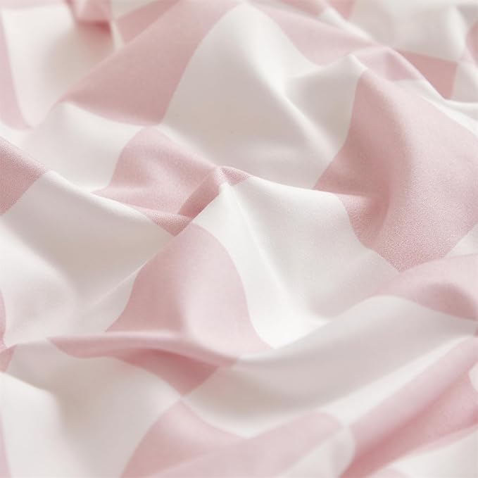 Pink and White Checkered Comforter Set Full Comforter Set 3 Piece Bedding Set with Lightweight Comforter and 2 Pillowcases Soft Microfiber All-Season