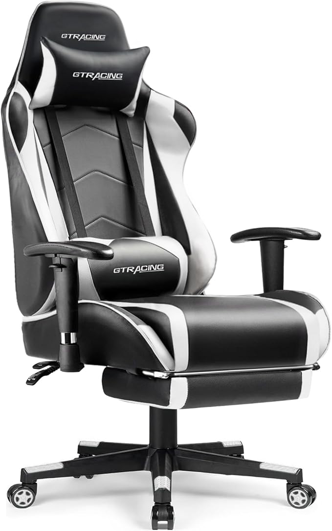 GTRACING Gaming Chair with Footrest, High Back Computer Chair Ergonomic Game Desk Chair Racing Executive Adjustable Swivel Rocker with Headrest and Lumbar Support