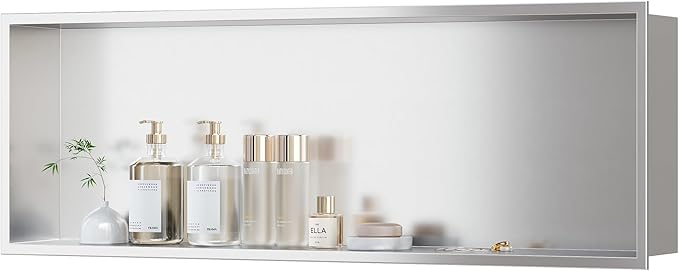 Stainless Steel Shower Niche 36" X 12", No Tile Needed Wall Niche, Recessed Shower Shelf for Bathroom Storage, Brushed Nickel