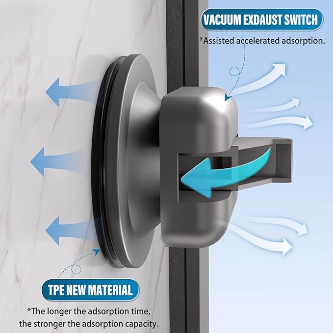 Onemake Shower Caddies Suction Cup, 2-Pack Removable Bathroom Shelf, Shower Organizer with 12 Portable Hooks, Shower Caddy Corner Waterproof Holder with Towel Bar, Gray