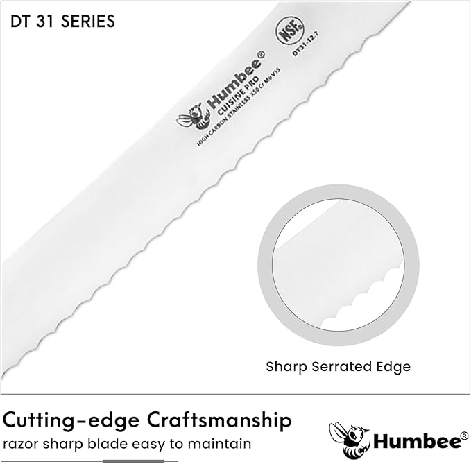 12-Inch Offset Serrated Bread Knife, Premium High Carbon Stainless Steel Blade Knife for Bread with Ergonomic Handle, NSF Certified, DT-31 Series, Black