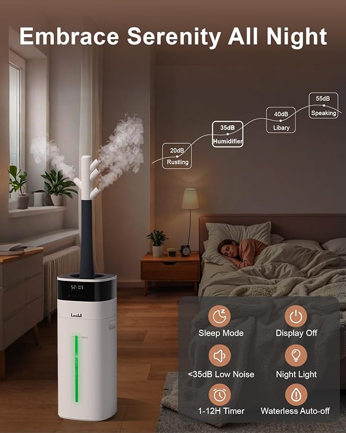 Humidifier Large Room 5.3Gal/20L - Cool and Warm Mist Humidifiers for Home 2000 sq ft, Air Humidifiers for Bedroom with Diffuser&Extended Tube, Whole House Humidifiers for Nursery Baby Plants