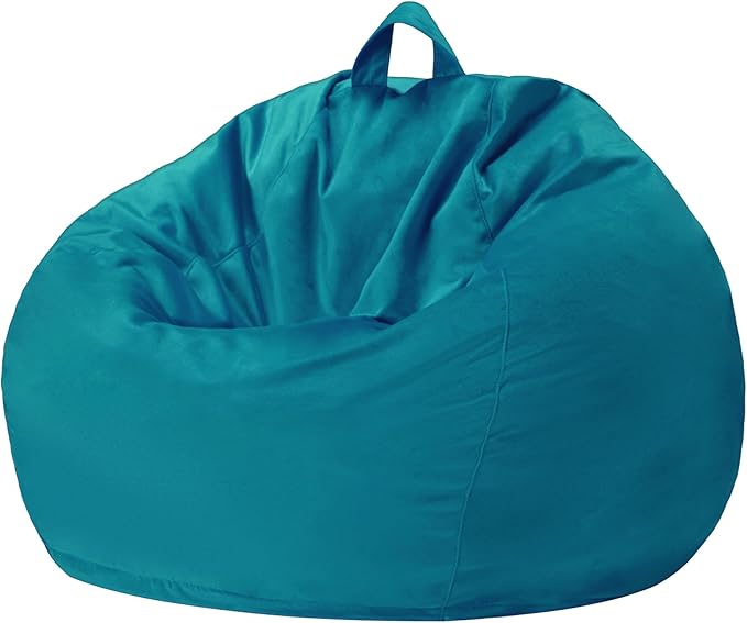 Homguava 2FT Bean Bag Chair: 2' Bean Bags with Memory Foam Filled,Comfy Beanbag Chairs Round Bean Bag Sofa with Dutch Velvet Cover-Sea Blue
