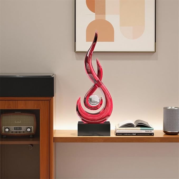 AWNR Abstract Art Deco Decor Statues for Home,Shelves,Table,Living Room, Dining Room,Modern Sculpture Decoraciones of Homes for Sale (Transparent red)