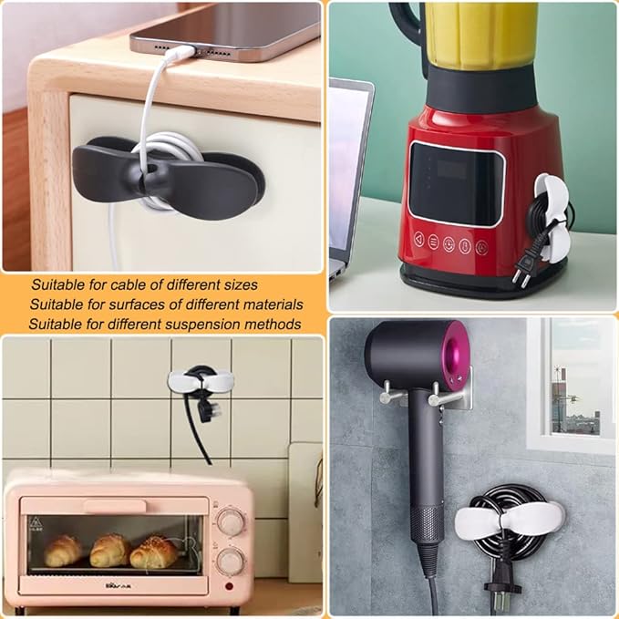 Cord Organizer for Appliances, 4PCS Kitchen Appliance Cord Winder Cable Organizer, Cord Holder Cord Wrapper for Appliances Stick on Pressure Cooker, Mixer, Blender, Coffee Maker, Air Fryer