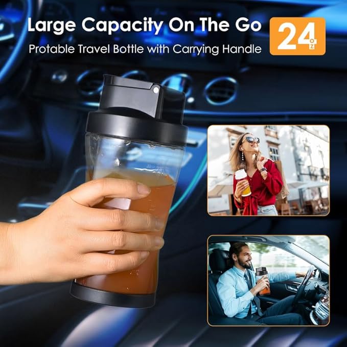 Personal Blender Wireless 24oz Cordless Mini 360 Watt Portable Blender-for Smoothies Freshly Squeezed Juices 6000mAh Self Cleaning and BPA Free Portable Juicer with 6 Sharp Blade Black Knight