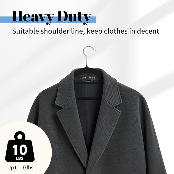 Smartor Black Velvet Hangers 20 Pack, Space Saving Clothes Hangers with Tie Bar, Non-Slip Felt Hanger with Shoulder Notches, Heavy Duty Suit Hanger for Coat, Shirt, Pants, Dress