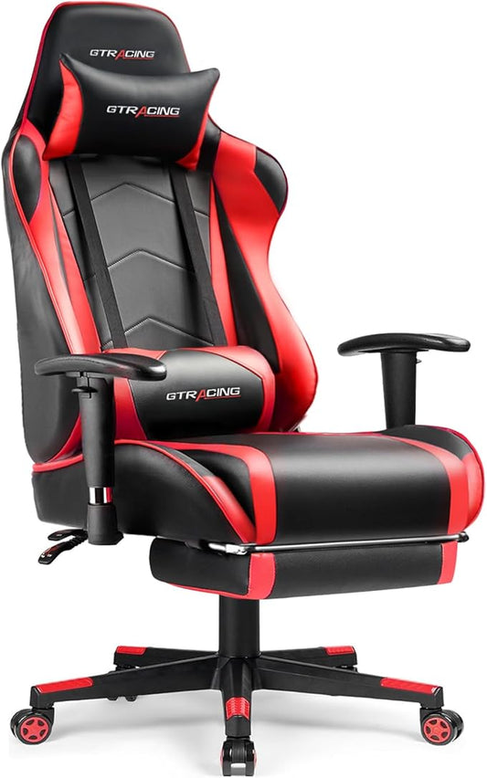 GTRACING Gaming Chair with Footrest, High Back Computer Chair Ergonomic Game Desk Chair Racing Executive Adjustable Swivel Rocker with Headrest and Lumbar Support