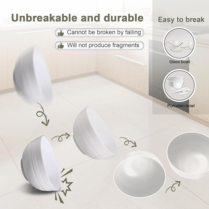 12 Pcs Unbreakable Cereal Bowls Set, 26 Oz Wheat Straw Bowls Set, Microwave & Dishwasher Safe Bowls for Kitchen, Reusable Plastic Bowls for Soup, Salad and Snack, BPA Free, Multicolor