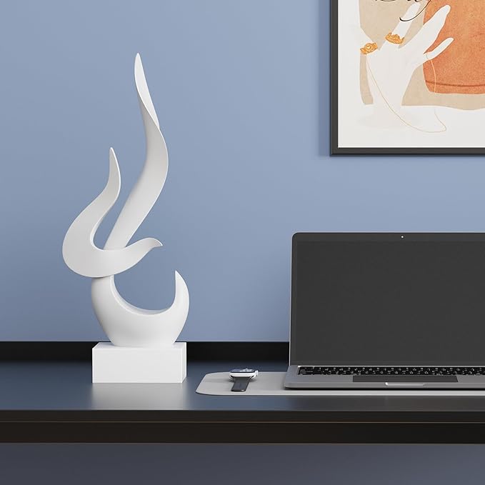 Dosker White Flame Sculptures Home Decor, Abstract Statues Shelf Decor, Table Decor for Living Room Office, Kitchen