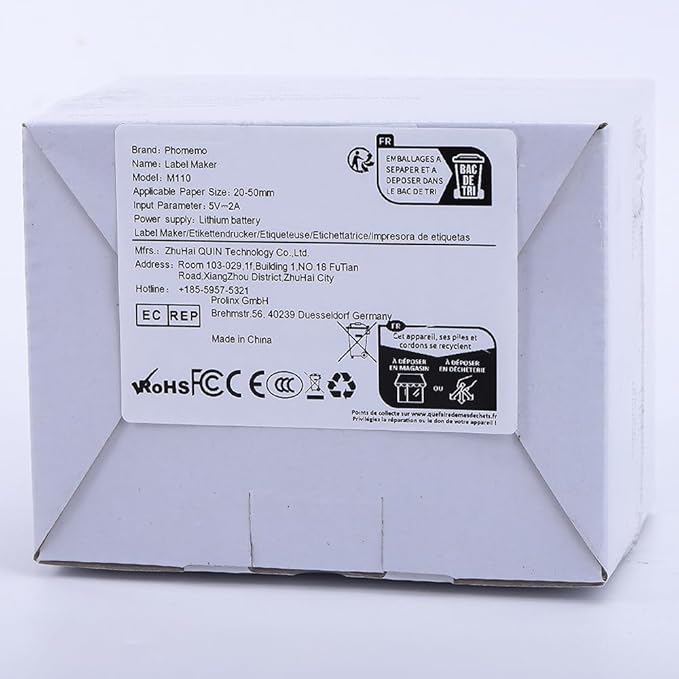 Phomemo M110 Label Makers - Barcode Label Printer Bluetooth Label Maker Portable Thermal Printer for Small Business, Address, Barcode, Logo, Clothing, Mailing, Sticker Printers for Phones & PC, Black