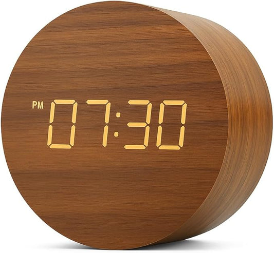 Wooden Alarm Clock Led Aesthetic Modern Alarm Digital Led Light for Desk with Large Display Elegant Aesthetic Gift