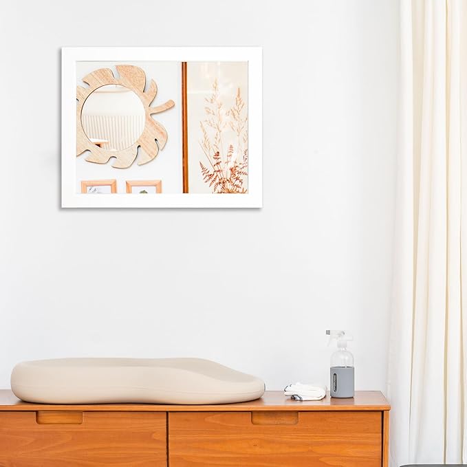 Ruomeng Rectangular Wall Mirror 16" x 20" for Bathroom, Bedroom, Entryway, Living Room, White