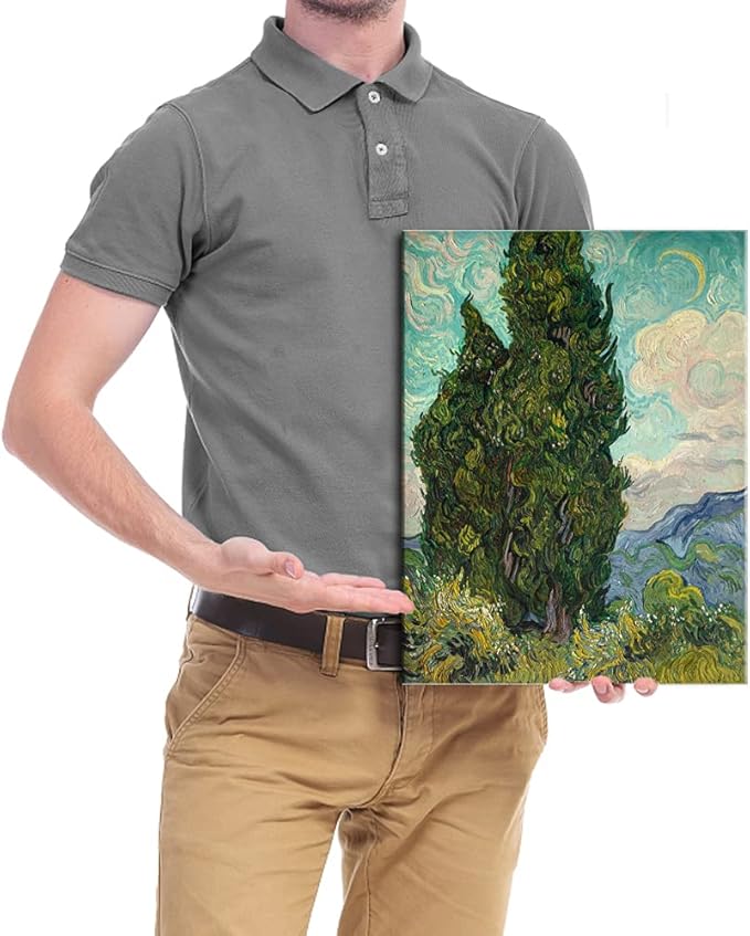 Wieco Art Cypresses Classic Giclee Canvas Prints Wall Art by Van Gogh Famous Oil Paintings Reproduction Green Tree Picture Ready to Hang for Home Decorations Modern Abstract Forest Landscape