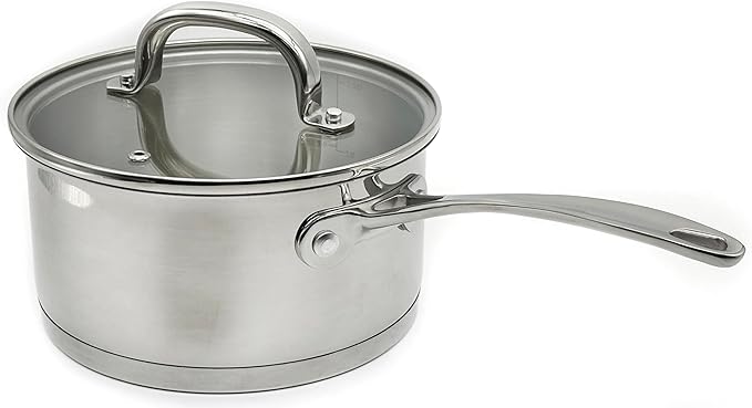 Stainless Steel Saucepans Impact Bonded Right Angles SS Saucepan 3.3QT 20cm