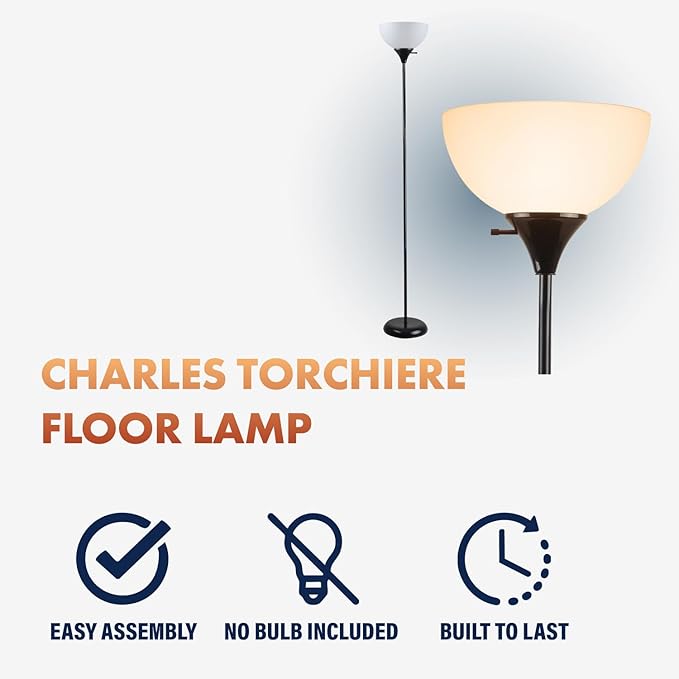 Newhouse Lighting 71-in. Charles Black Modern Standing Lamp NHFL-CH-BK, Floor Lamp for Living Room, Bedroom, and Other Home Decor, Ambient Lighting and Mood Lighting for Office Decor