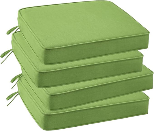 Outdoor Sunbrella Square Corner Seat Cushion, 19"x19"x3", Set of 4, Non Slip Seat Cushion Pads with Removable Cover for Patio Furniture, Garden Yard Lawn, Canvas Ginkgo