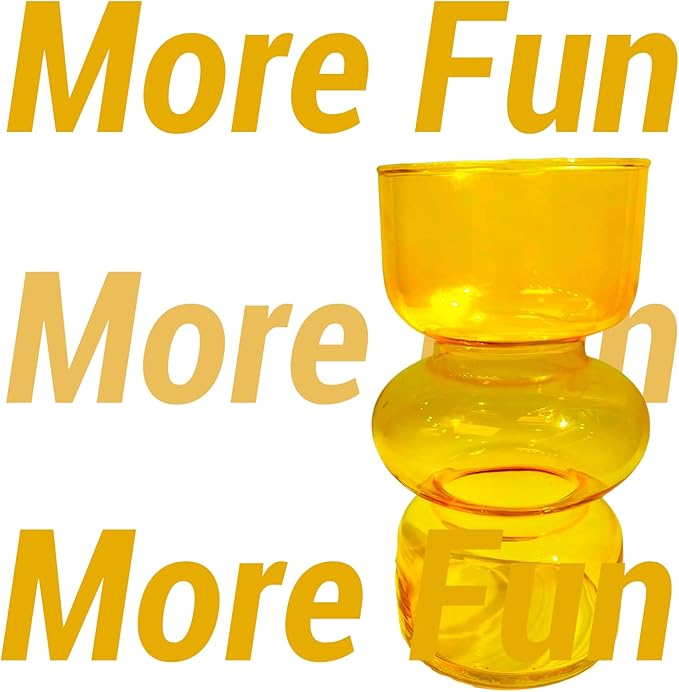 BLOFLO Orange Transparent Glass Hydroponic Vase, 7Inches Colored Glass Vase for Flower, Modern Geometric Three-Layer Floral Vases for Home Office Wedding Table Décor (Orange)