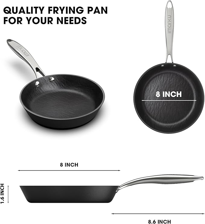 imarku Non Stick Frying Pans - 8 inch Frying Pan Nonstick Small Skillet, Egg Pan Omelette with Cool Stainless Steel Handle, Dishwasher Safe for Cooking, Best Gifts