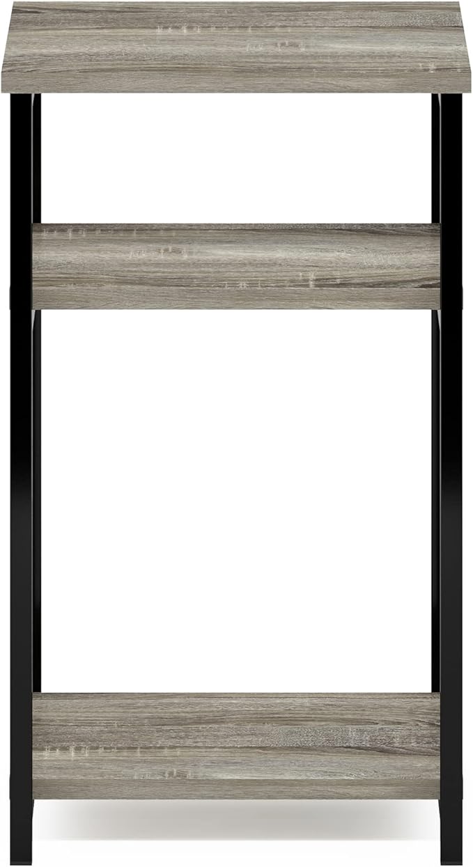 Furinno Just 3-Tier Metal Frame End Table with Storage Shelves, 1-Pack, French Oak