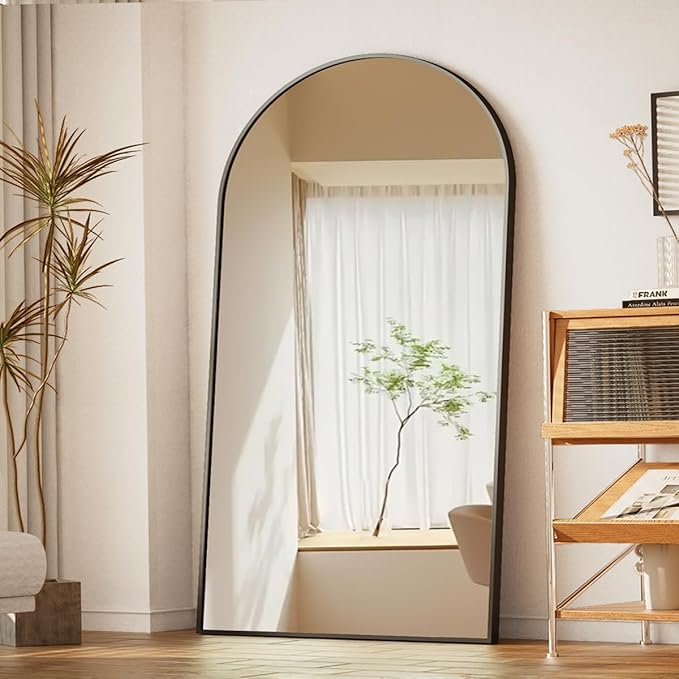 BEAUTYPEAK 77"x38" Large Arch Mirror Full Length, Oversized Wall Mirrors with Aluminum Alloy Frame, Full Body Floor Mirror for Bedroom, Dressing Room, Black