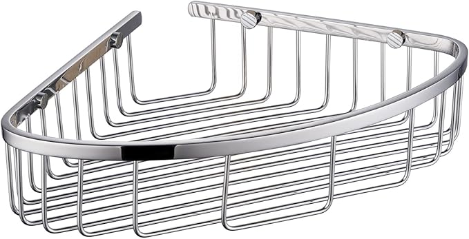 Bathroom Shower Caddy Corner Shelf, Corner-Hollow Design, Ultra Sturdy Rust-Proof Stainless Steel Shelf Organizer Shampoo Holder, Wall Mounted Storage Rack for Bathroom, Polished Chrome