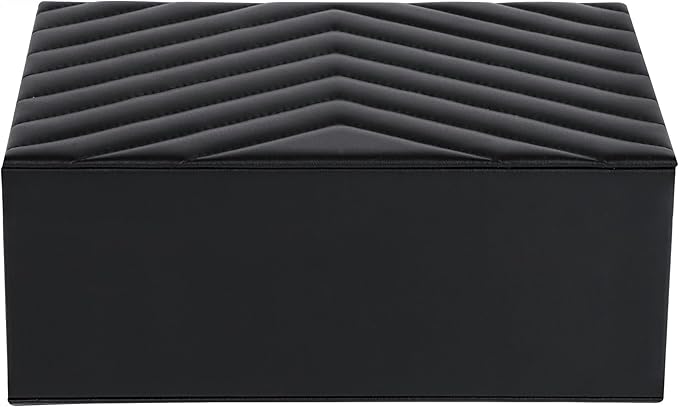 HofferRuffer Jewelry Box with Drawer for Women‌ Girls, Faux Leather Storage Jewelry Organizer Jewelry Case with Two Layers Display for Earrings Rings Necklaces (Black)