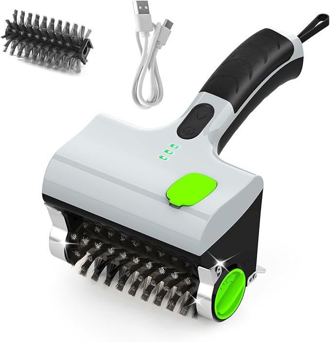 Wireless Electric steam Grill Brush and Scraper for Barbecue Outdoor Indoor Grill,Cordless Handheld steam Grill Cleaner, Unique Tool for Stove, Oven,Charbroil Chimney(Grey)