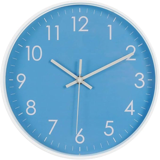 10-Inch Modern Simple Wall Clock Indoor Silent Non-Ticking Quartz Quiet Sweep Movement Battery Operated Wall Clock for Office/Kitchen/Bedroom/School Decorative