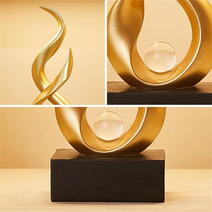 AWNR Abstract Art Deco Decor Statues for Home,Shelves,Table,Living Room, Dining Room,Modern Sculpture Decoraciones of Homes for Sale (Gold B)